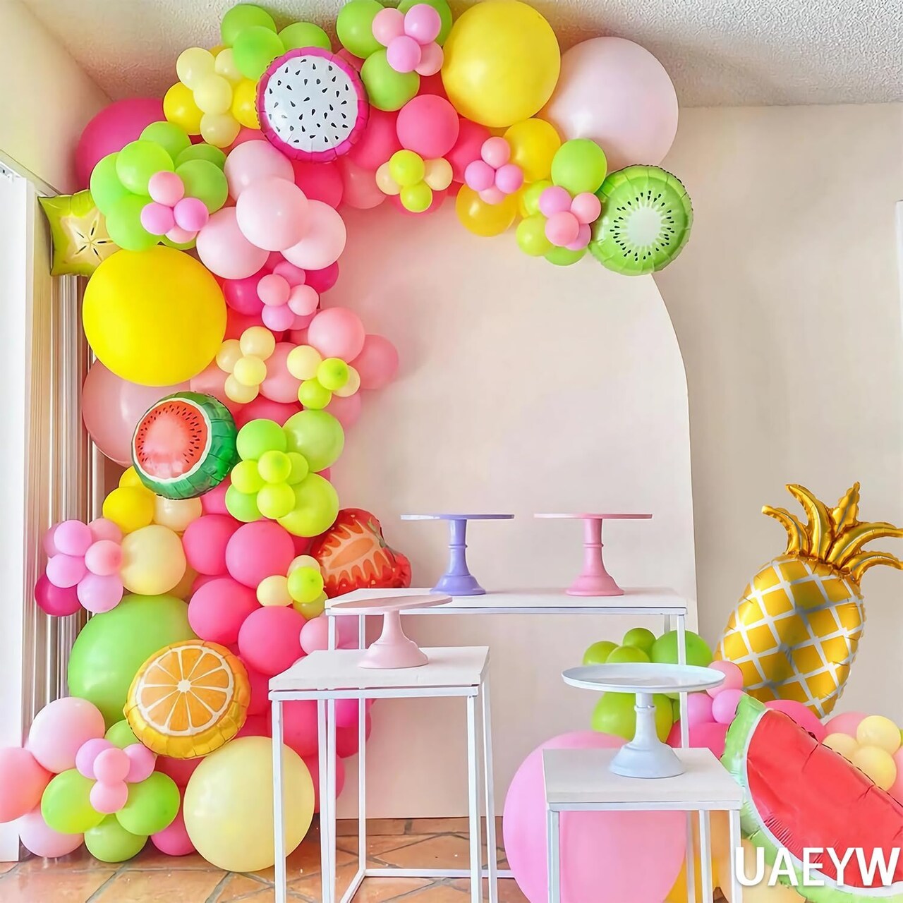149pcs Twotti Fruity Balloon Arch Kit – Pastel Citrus Balloons with Tropical Foils